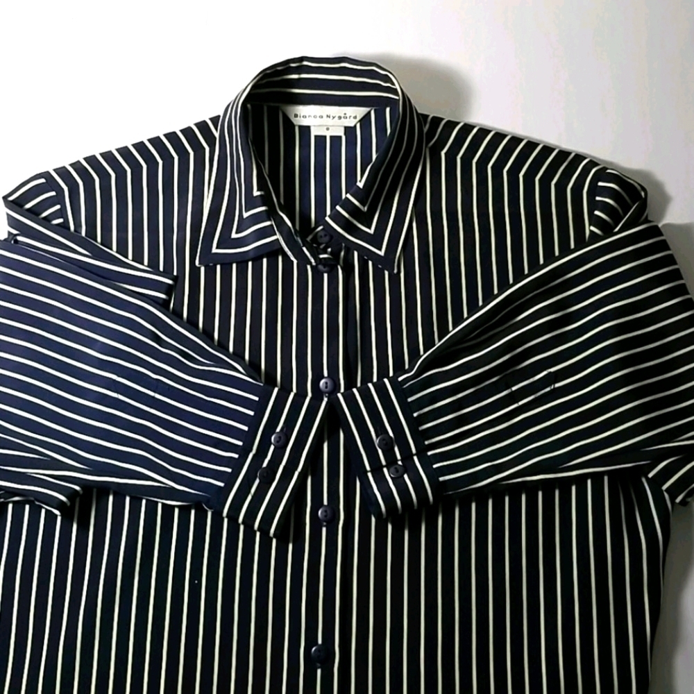 Bianca Nygard Women's Blouse Stripped Button Down Long Sleeve - Picture 4 of 4